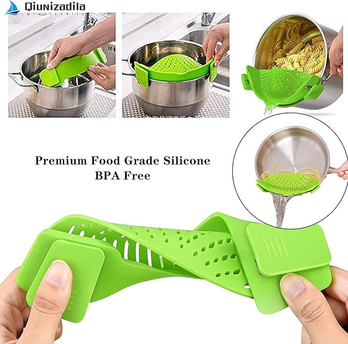 Clip-on Kitchen Food Strainer for Spaghetti, Pasta, Meat, Fruits, Vegetables. Silicone Kitchen Food Strainer for Pots & Bowls - Image 4
