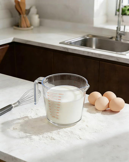 Measuring Cups, Plastic Measuring Cups Set of 3-1000ml, 600ml, 300ml with Spout & Easy-Pour Design, Leak-Proof, Cooking, Baking, Liquid & Dry Ingredients, (ML/OZ/CUP) - Image 8
