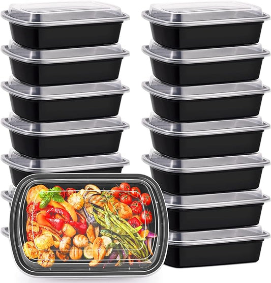 Kitch’nMore 38oz Meal Prep Containers, Extra Large &Thick Food Storage Containers with Lids, Reusable Plastic,Disposable Bento Box,Stackable,Microwave/Freezer/Dishwasher Safe, BPA Free (30Pack) by Kitch%E2%80%99nMore