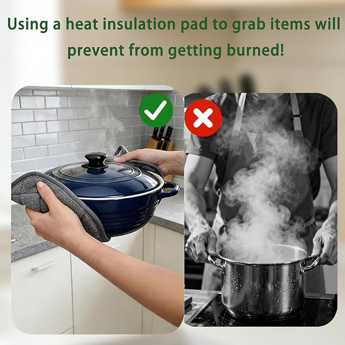 4 Pack Pot Holders for Kitchen Clearance Oven Potholders Sets for Kitchens Hot Pads for Kitchen Countertops Heat Resistant Grey - Image 4
