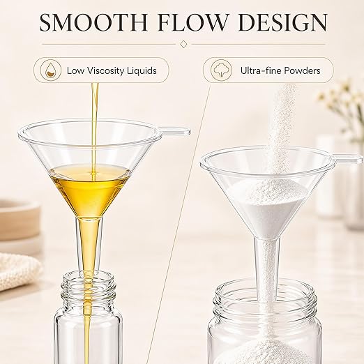 Hoolerry 200 Pcs Small Funnel for Filling Small Bottles Clear Plastic Mini Funnels for Lab Bottles Essential Oils Sand Art Bottle Skin Products Perfumes Spices (2.16'') - Image 3