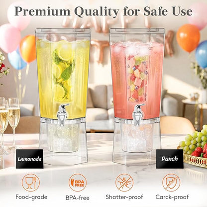 Lifewit 1 Gallon Drink Dispenser for Parties, Plastic Beverage Container for Juice/Tea/Soda with Stand & Ice Core, Clear Lemonade Dispenser with Spigot, BPA Free Water Pitcher with Spout for Fridge - Image 3