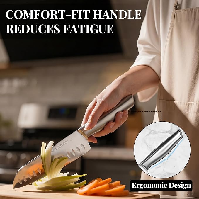 KnifeSaga Knife Set Premium, Kitchen Knife Block Set 14 Pcs Japanese High Carbon Stainless Steel Enduring Razor Sharp, Black Chef Knives Set for Kitchen with Built-in Sharpener and Acacia Wood Block - Image 3