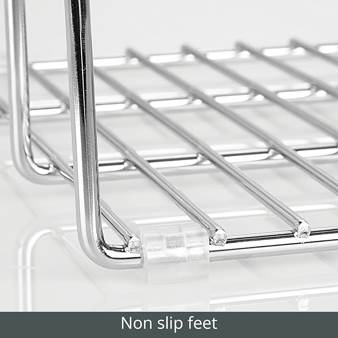 mDesign 3 Slot Tray and Pan Rack — Metal Wire Rack for Pantry and Kitchen Storage — Freestanding Pan Lid Holder Also for Baking Trays and Crockery – Silver - Image 4