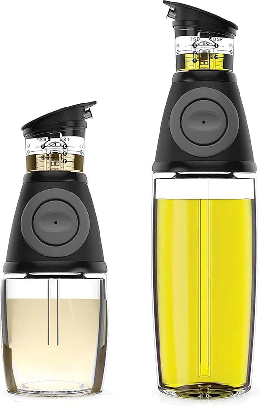 Belwares Olive Oil Dispenser Bottle with Pump - Oil Dispenser for Kitchen, Glass Oil and Vinegar Dispenser Set, Measured Cruet for Cooking - Ideal Oil Bottles for Kitchen Gadgets & Gifts, 2 Pack by Belwares