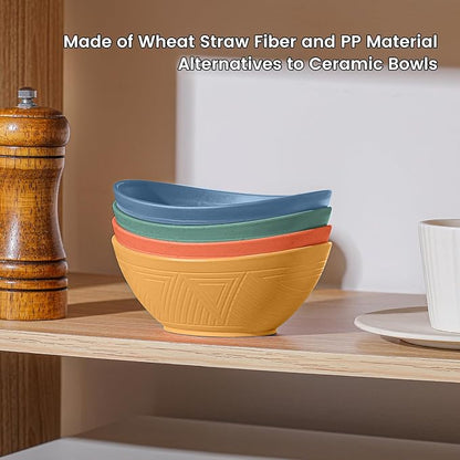 Wheat Straw Small Bowls Set of 4 - Unbreakable Snack Bowl, Dessert Bowl, 10 OZ Plastic Bowls Reusable, Microwave and Dishwasher Safe for Kitchen (Multicolor)