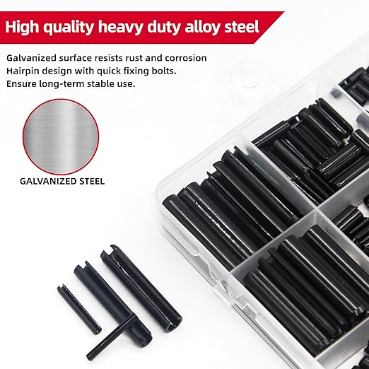 435-Piece Roll Pin Assortment Kit - Slotted Tension Pins, Split Dowels & Expansion Spring Pins - Includes M1.5 to M6 Sizes (13 Types) - Durable Spring Steel for Secure Fastening - Image 3