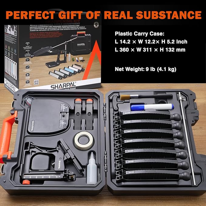SHARPAL 202H Precision Knife Sharpening System–Adjustable Angle 10–35° Knife Sharpener Kit with 7 Abrasives (Diamond 220/325/600/1000, Whetstone 3000/6000, Leather Strop), Premium Fathers Day Gift - Image 6