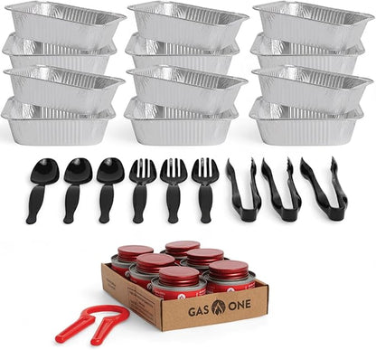 Alpha Living 6 Pack Refill Kit - Disposable Chafing Dish Buffet Set, Welded Body Food Warmers for Parties, Fuel Cans, Half Size Pans, Warming Trays by AlphaLiving