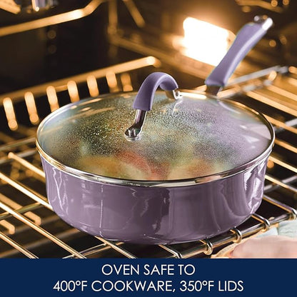 Rachael Ray Cucina Nonstick Cookware Pots and Pans Set, 12 Piece, Lavender Purple - Image 6