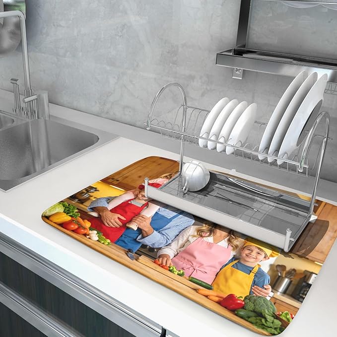 Custom Personalized Dish Drying Mat for Kitchen Counter Customized Dying Pad with Picture Text Home Decor Large - Image 5