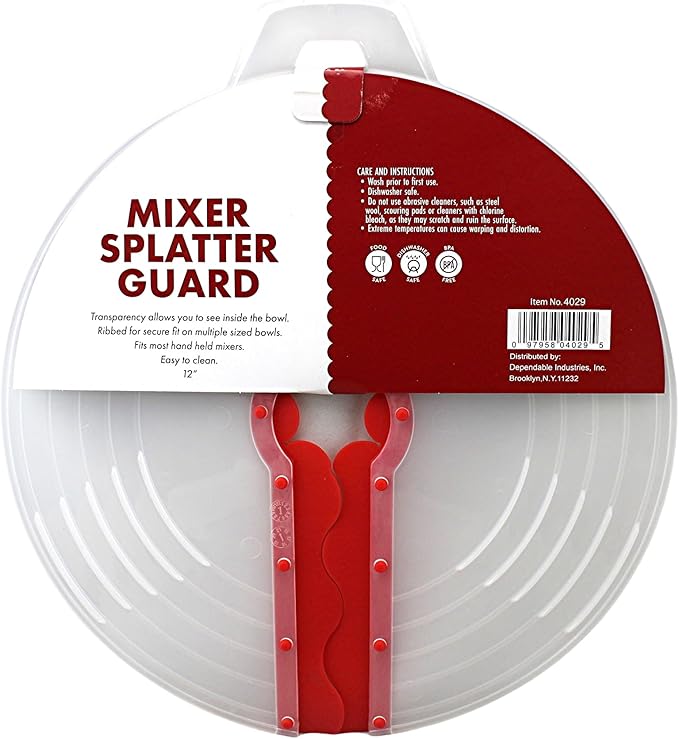 12 Inch Mixing Bowl Splatter Guard – BPA-Free Anti-Splash Screen for Hand & Electric Mixers – Flexible Fit, Transparent Silicone & PP, Dishwasher Safe by Dependable Industries