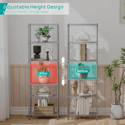 SINGAYE 6 Shelf Wire Shelving Unit Adjustable Metal Shelves Standing Bathroom Organizers and Storage Wire Closet Metal Pantry Kitchen 12" DX22 W 69.5" H Gray - Image 3