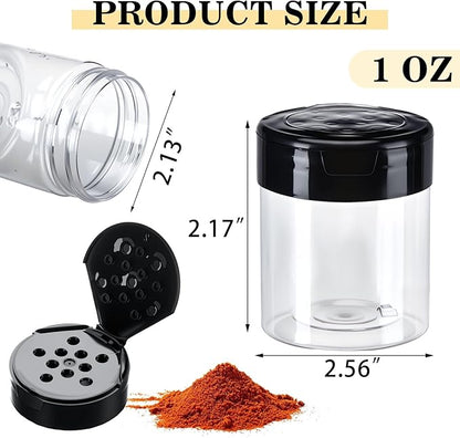 Blushtier 24 Pack 1 oz Plastic Spice Jars with Shaker Lids Clear Seasoning Containers Bottles Round Mini Spice Shakers for Kitchen Storing Herbs Seasoning Powders