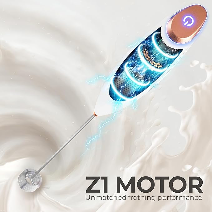 Zulay Kitchen Patented Tornado Triple Whisk Milk Frother with 4 Duracell Batteries – Handheld Foam Maker for Coffee, Lattes, Matcha & Hot Chocolate – Rich, Creamy Froth in Seconds - Gold Rose - Image 7