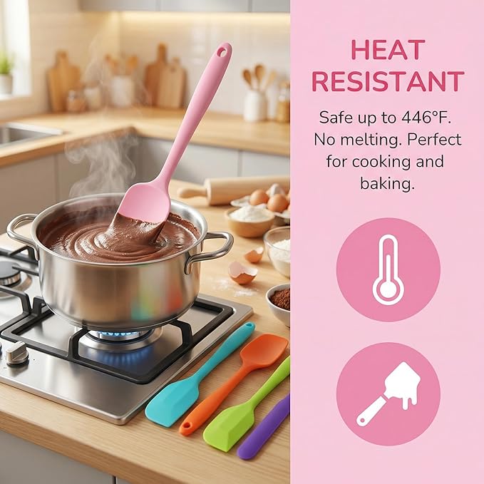 5 Pcs Silicone Spatula,Food Grade Rubber Spatula, Spatulas Silicone Heat Resistant, Used for Baking, Cooking, non Stick, Dishwasher Safe, BPA Free - Image 3