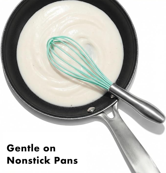 OYV 10-Inch Teal Silicone Whisk, Heat Resistant 480°F Kitchen Whisk with Stainless Steel Ergonomic Handle, Non-Scratch for Nonstick Cookware, Dishwasher Safe, Perfect for Blending, Cooking & Beating - Image 2