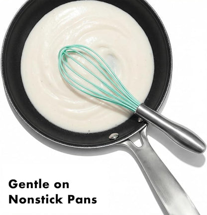 OYV 10-Inch Teal Silicone Whisk, Heat Resistant 480°F Kitchen Whisk with Stainless Steel Ergonomic Handle, Non-Scratch for Nonstick Cookware, Dishwasher Safe, Perfect for Blending, Cooking & Beating - Image 2