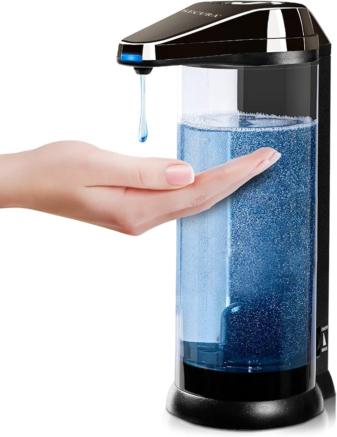 Secura 17oz Automatic Liquid Soap Dispenser, Touchless Battery Operated Hand Soap Dispenser with Adjustable Soap Dispensing Volume Control Dial, Personal Care Dispenser (Dark Gunmetal) by Secura