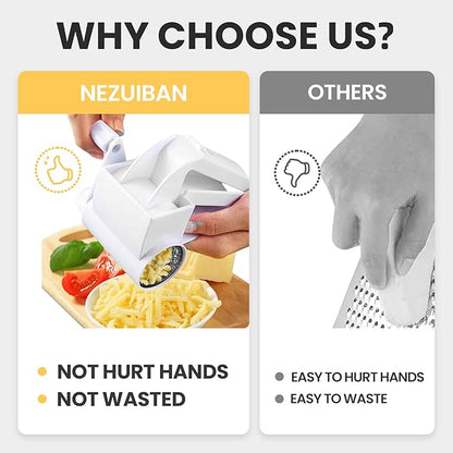 Cheese Grater with Handle, Rotary Cheese Grater,Vegetable, Chocolate, Hard Cheese & Nut Grater,White - Image 2