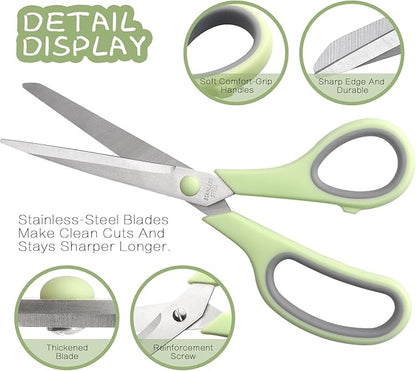 Scissors 8.5 Inch scissors all purpose Bulk Set of 3, Scissors for Office Home School Craft Supplies, Soft Comfort-Grip Right/Left Hand, Gray