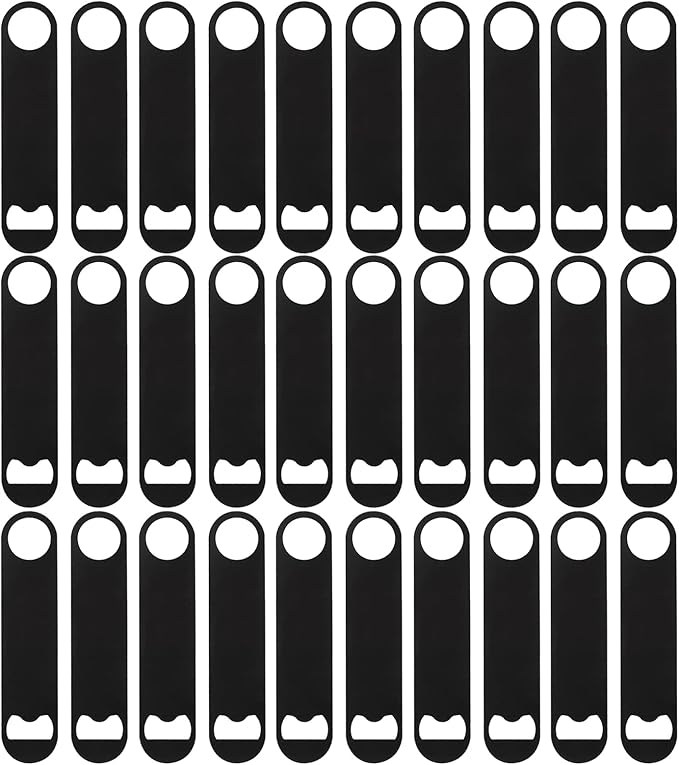 30 Pcs Flat Bottle Opener 7 Inch Black Stainless Steel Beer bottle Openers Heavy Duty Bar Blade Solid Bottle Cap Opener Funny Bartender Bottle Opener for Kitchen Restaurant Party Supplies by ZCYSRLQIN