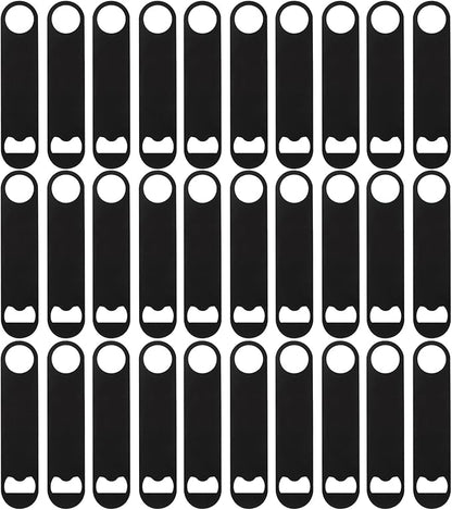30 Pcs Flat Bottle Opener 7 Inch Black Stainless Steel Beer bottle Openers Heavy Duty Bar Blade Solid Bottle Cap Opener Funny Bartender Bottle Opener for Kitchen Restaurant Party Supplies by ZCYSRLQIN
