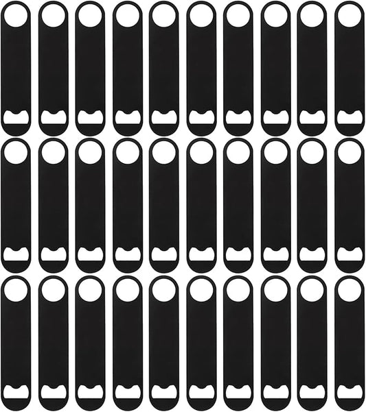 30 Pcs Flat Bottle Opener 7 Inch Black Stainless Steel Beer bottle Openers Heavy Duty Bar Blade Solid Bottle Cap Opener Funny Bartender Bottle Opener for Kitchen Restaurant Party Supplies by ZCYSRLQIN