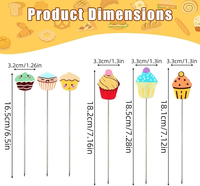 6pcs Cake Test for Baking, Durable Stainless Steel Cake Test Stick Baking Doneness Tester Sets Reusable Kitchen Bakery Tools for Cupcake Bread Muffin Supplies