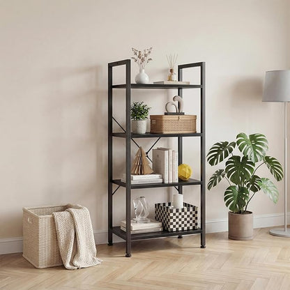 DUMOS 4 Tiers Bookshelf, Classical Book Shelf, Tall Display Shelves in Living Room/Home/Office, Storage Organizer for CDs/Books/Movies, Black - Image 2