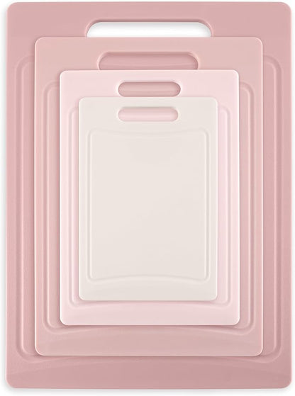 COOK WITH COLOR Non-Slip Cutting Board Set – Kitchen Essentials with Easy Grip Handle for Meat, Veggies, and Fruits, 4 Cutting Boards, Pink - Image 7