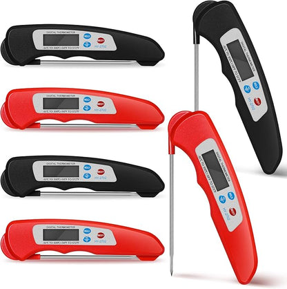 6 Pieces Digital Meat Thermometer Foldable Instant Read Food Thermometer Waterproof Digital Food Probe with Magnet for Grill Cooking Kitchen Food BBQ Roast Turkey Deep Fry Temperature Accessories by Hoteam