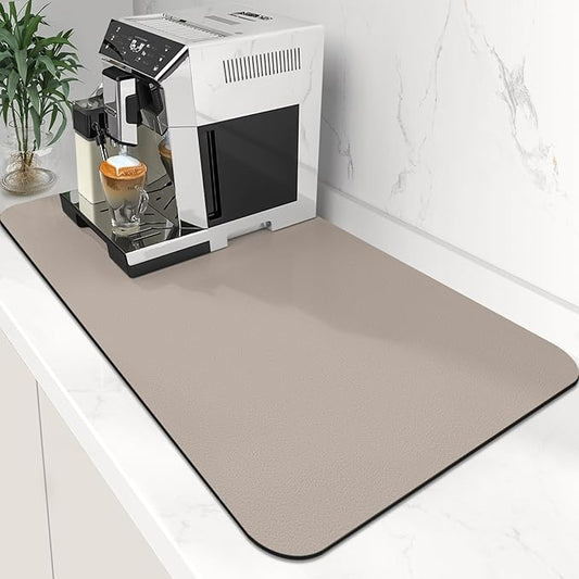 WISELIFE Super Absorbent Dish Drying Mat Khaki 17" W x 30" L, Coffee Bar Accessories by WiseLife