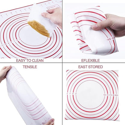 Stainless Steel Rolling Pin and Silicone Mat Set, Adjustable Thickness Rings - For Baking Dough, Pizza, Pies, Pastries, Pasta, Cookies - Image 4