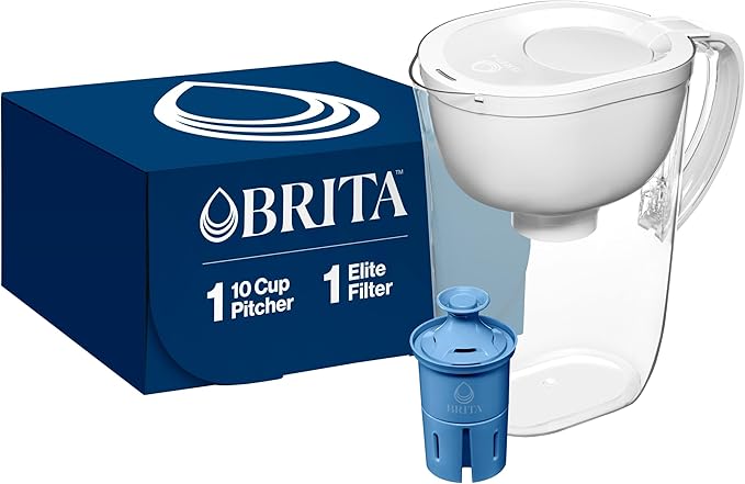 Brita Water Pitcher, Everyday Elite Filter, Removes 99% of Lead, Includes 1 Filter, 10-Cup Capacity, White by Brita