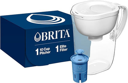 Brita Water Pitcher, Everyday Elite Filter, Removes 99% of Lead, Includes 1 Filter, 10-Cup Capacity, White by Brita