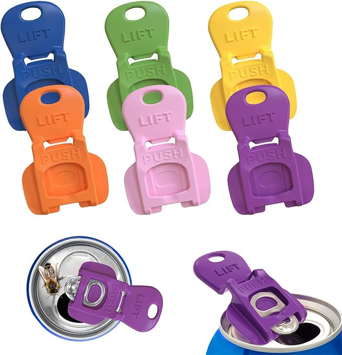 6PCS Colorful Can Tab Openers & Leak-Proof Drink Covers – One-Hand Soda Can Opener and Reusable Protector Caps for Coke, Beer, Soda, and Aluminum Cans by Unknown