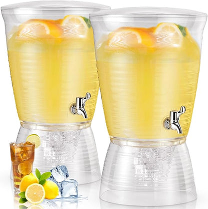 Tioncy 2 Pcs Acrylic Beverage Dispenser with Spigot 2.7 Gallon/ 10 l Clear Drink Water Dispenser Countertop with Detachable Base Iced Juice Container Unbreakable for Wedding Party by Tioncy