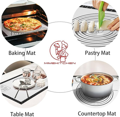 Non-stick Pastry Mat, Silicone Baking Mat with Measurement, Extra Large Silicone Mat for Baking Cookie Pie Bread Pizza Oven Reusable & Dishwasher Safe - Image 4