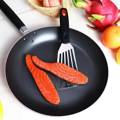 KLAQQED Spatula Set Stainless Steel Kitchen Metal Spatula for Cast Iron Skillet with Silicone Handle, Fish Spatula Turner Flipper for Pancake Burger Egg Cooking Spatulas BBQ Grill Griddle