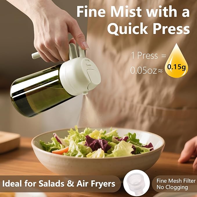 SWEET VIEW Olive Oil Dispenser and Oil Sprayer – 16oz/470ml Glass Light-Proof Oil Pourer for Kitchen, Air Fryer, Cooking, Salad, and BBQ - Image 3