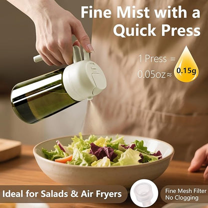 SWEET VIEW 2PCS Olive Oil Dispenser and Oil Sprayer – 16oz/470ml Glass Light-Proof Oil Pourer for Kitchen Air Fryer, Cooking, Salad, and BBQ, with Stickers - Image 3