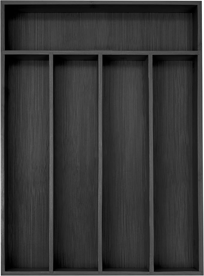 Besilord Bamboo Silverware Holder - Drawer Organizer with 5 Slots (Black) by Besilord