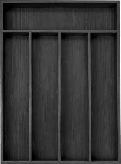 Besilord Bamboo Silverware Holder - Drawer Organizer with 5 Slots (Black) by Besilord