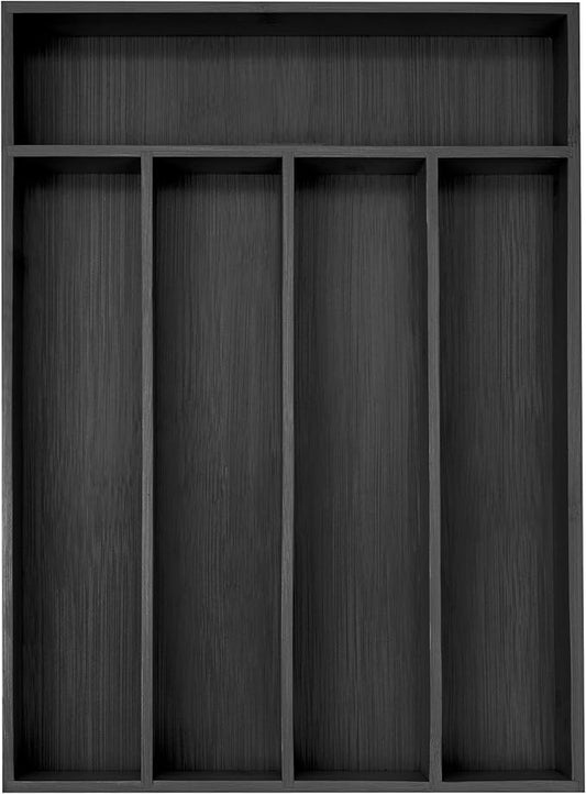 Besilord Bamboo Silverware Holder - Drawer Organizer with 5 Slots (Black) by Besilord