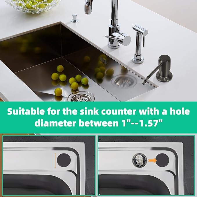 Soap Dispenser for Kitchen Sink, Built in Sink Soap Dispenser, Countertop Soap Dispenser Pump with 47" Extension Tube kit, No Need to Fill Little Bottle Again, Gray - Image 5
