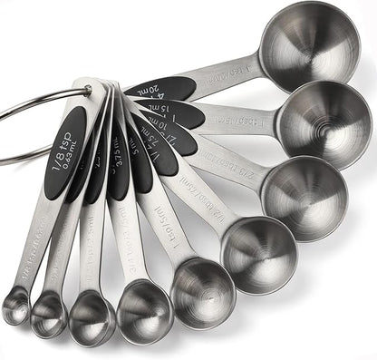 Magnetic Measuring Spoons Set of 9 Stainless Steel Stackable Measuring Spoons Heavy Duty Nesting Teaspoons Tablespoons for Measuring Dry and Liquid Ingredients - Image 9