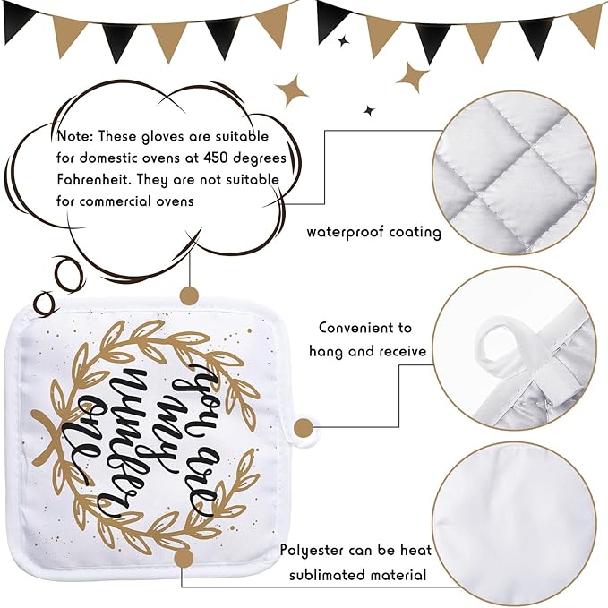 Patelai 30 Pieces Blank Sublimation Oven Mitts Set Include Blank Sublimation Heat Resistance Oven Gloves and Pot Holders for DIY Kitchen Dining Room Accessories