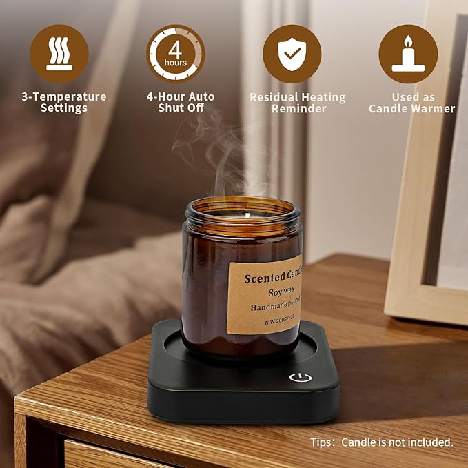 VOBAGA Coffee Mug Warmer for Desk with Auto Shut Off & 3-Temp Settings, Coffee Cup Warmer with Smart Safety Alert Home Office Accessory, Perfect for Coffee, Tea, Milk (Mug for Display) - Image 3