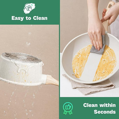 13 Pcs Pots and Pans Set, Nonstick Cookware Sets White Granite Induction Cookware, Non-toxic Healthy Non stick Kitchen Cooking Set with Frying Pans Set, Saucepans (PFAS/PFOA/PFOS Free) - Image 6